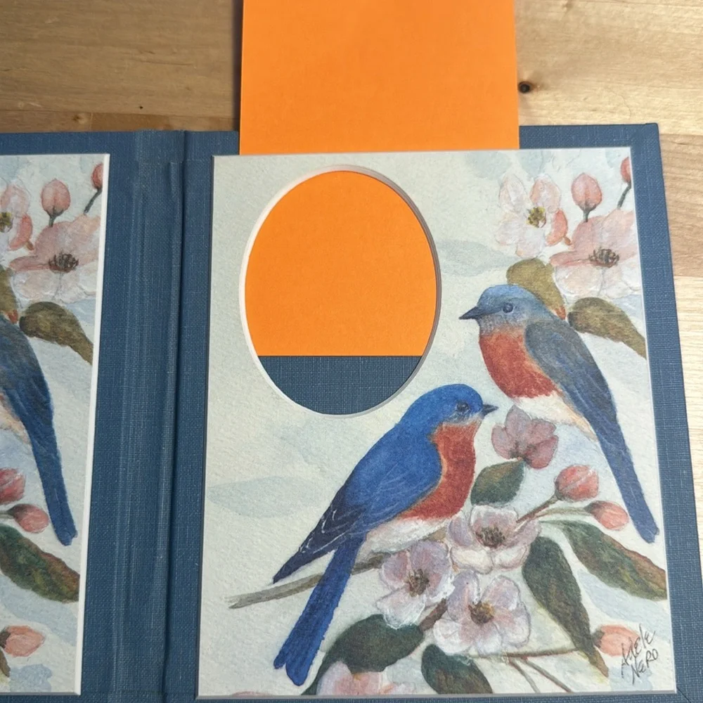 Adele Nero Matted Frame Bluebirds & Blossoms Holds 2 pictures Made in USA
